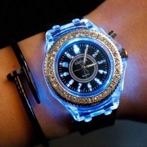 Glowing Watch Transparent Luminous Function Quartz  Student Fashion Silicone.